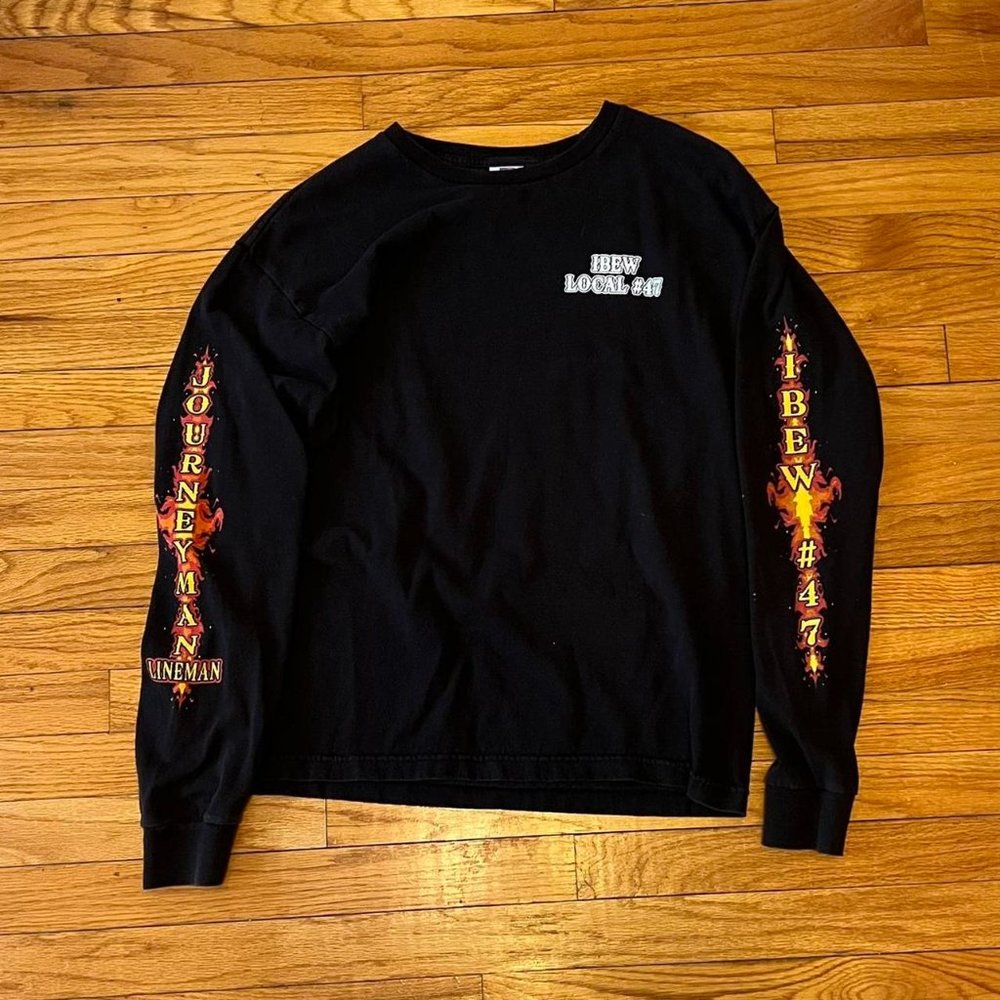 Black Long Sleeve Firefighter Graphic Tee